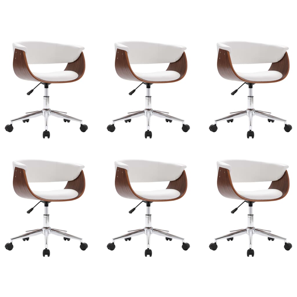 Eetkamerstoelen draaibaar 6 st kunstleer wit is nu te koop bij PeponiXL, paradijselijk wonen!