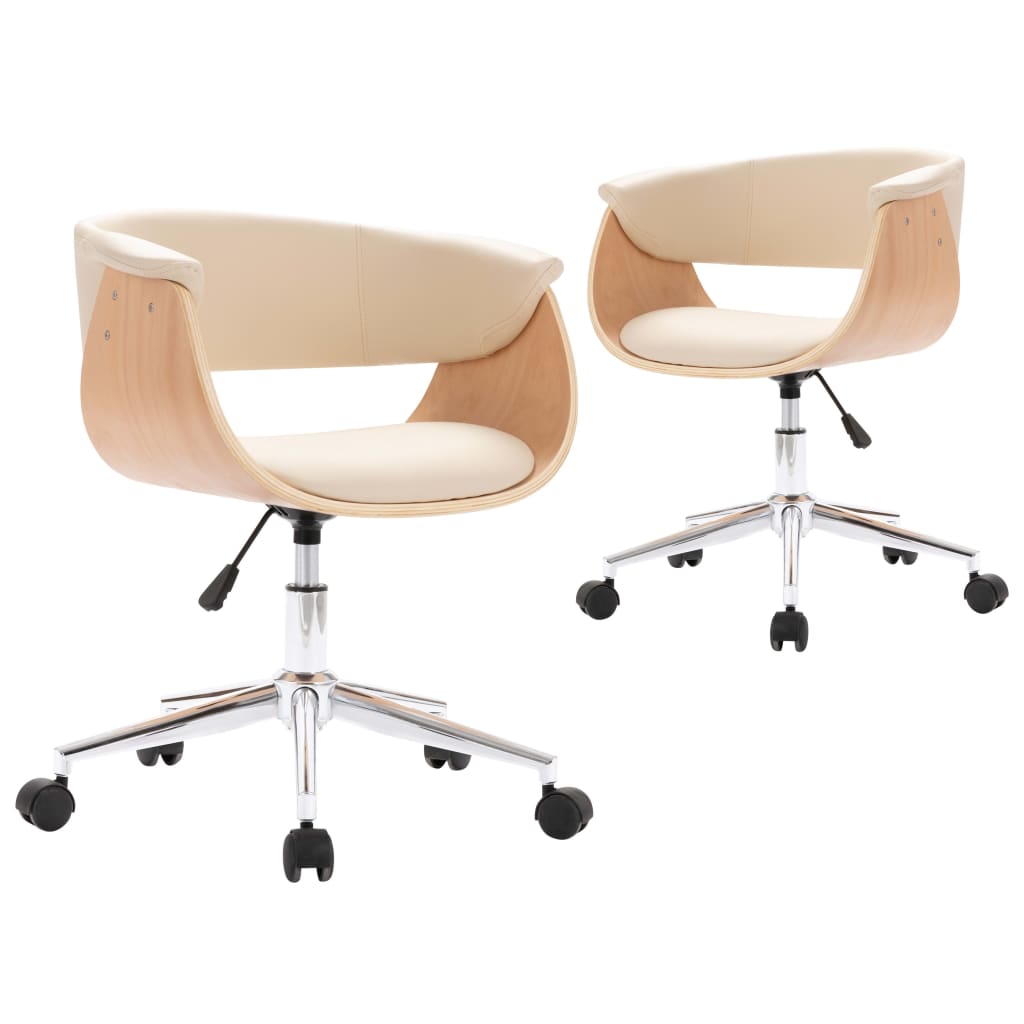 Eetkamerstoelen draaibaar 2 st kunstleer crèmekleurig is nu te koop bij PeponiXL, paradijselijk wonen!
