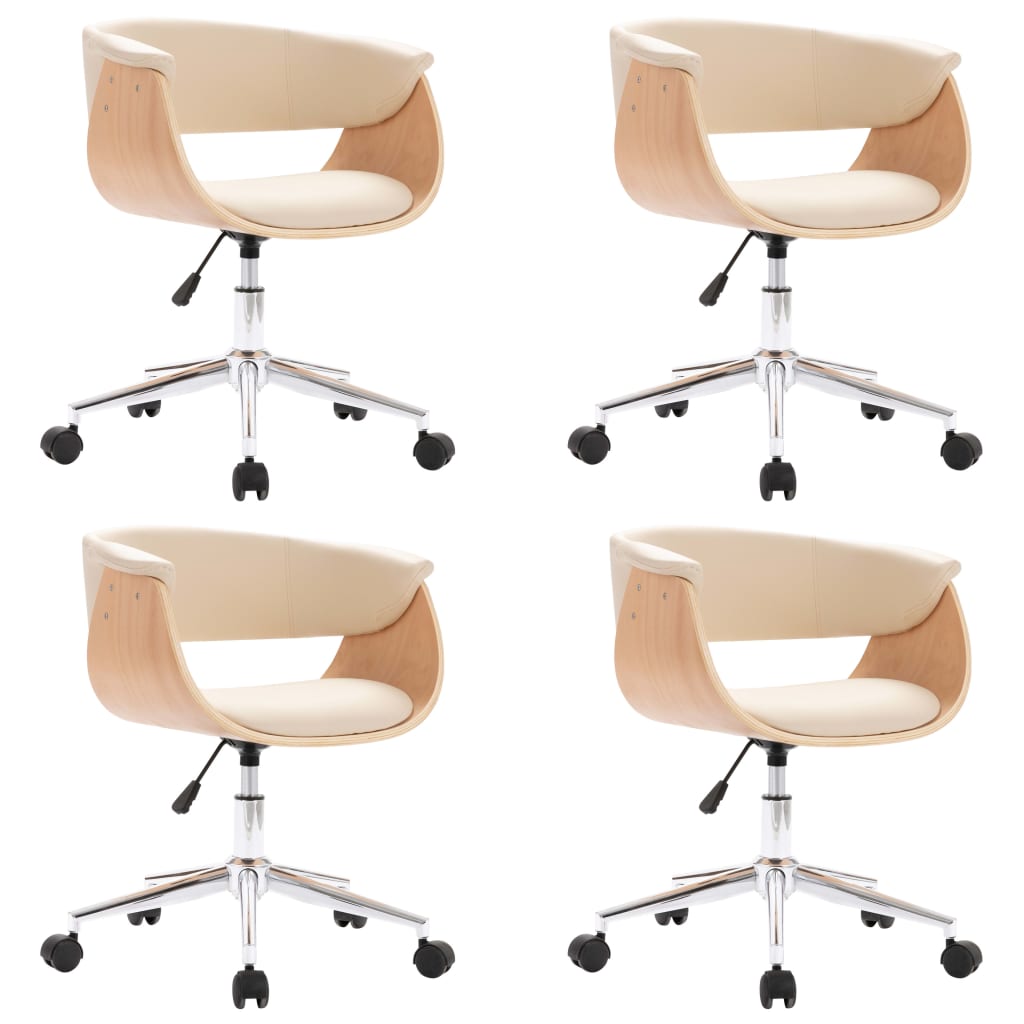 Eetkamerstoelen draaibaar 4 st kunstleer crèmekleurig is nu te koop bij PeponiXL, paradijselijk wonen!