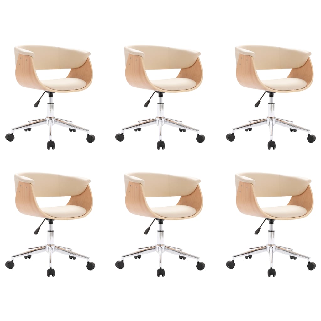 Eetkamerstoelen 6 st draaibaar 6 st kunstleer crèmekleurig is nu te koop bij PeponiXL, paradijselijk wonen!