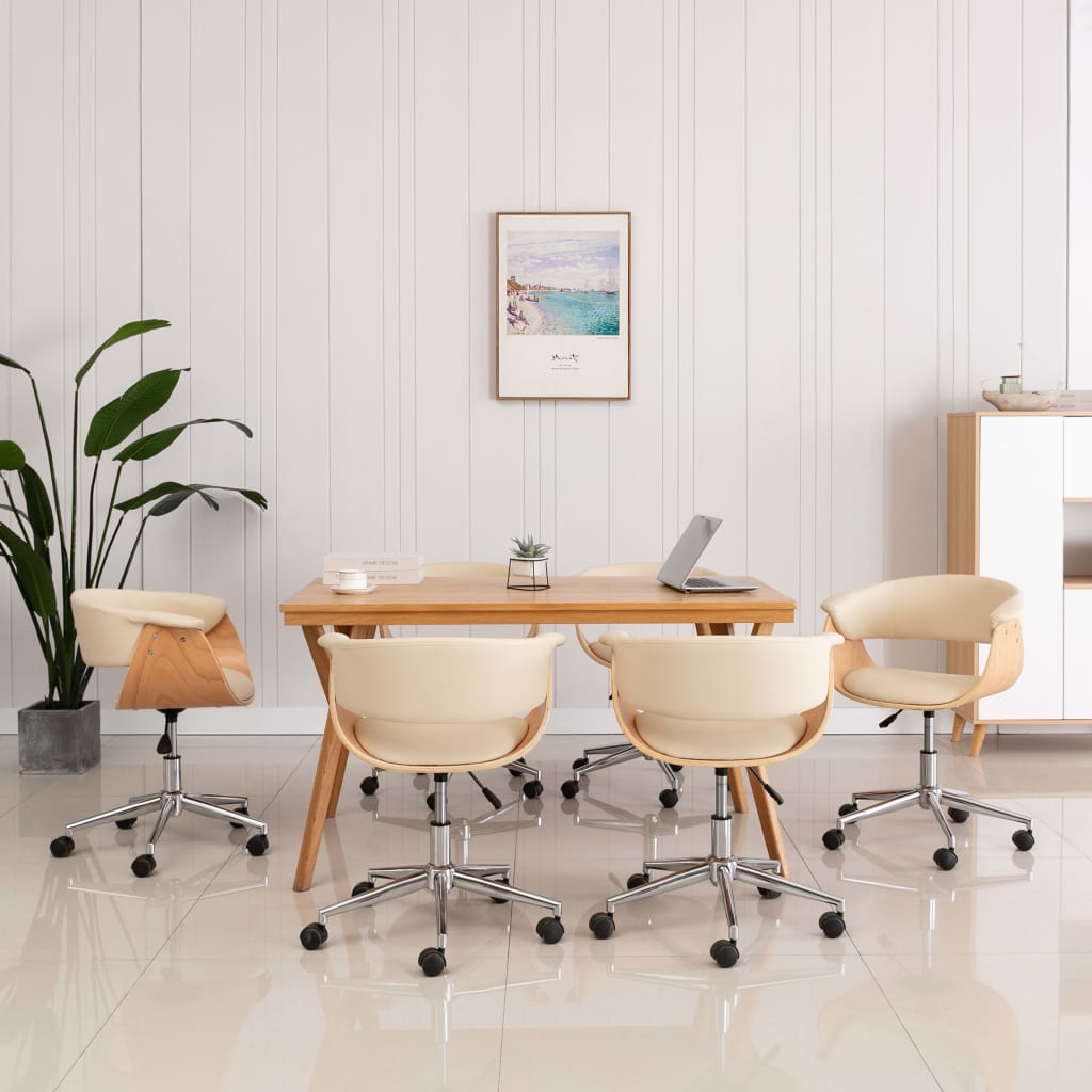 Eetkamerstoelen 6 st draaibaar 6 st kunstleer crèmekleurig is nu te koop bij PeponiXL, paradijselijk wonen!