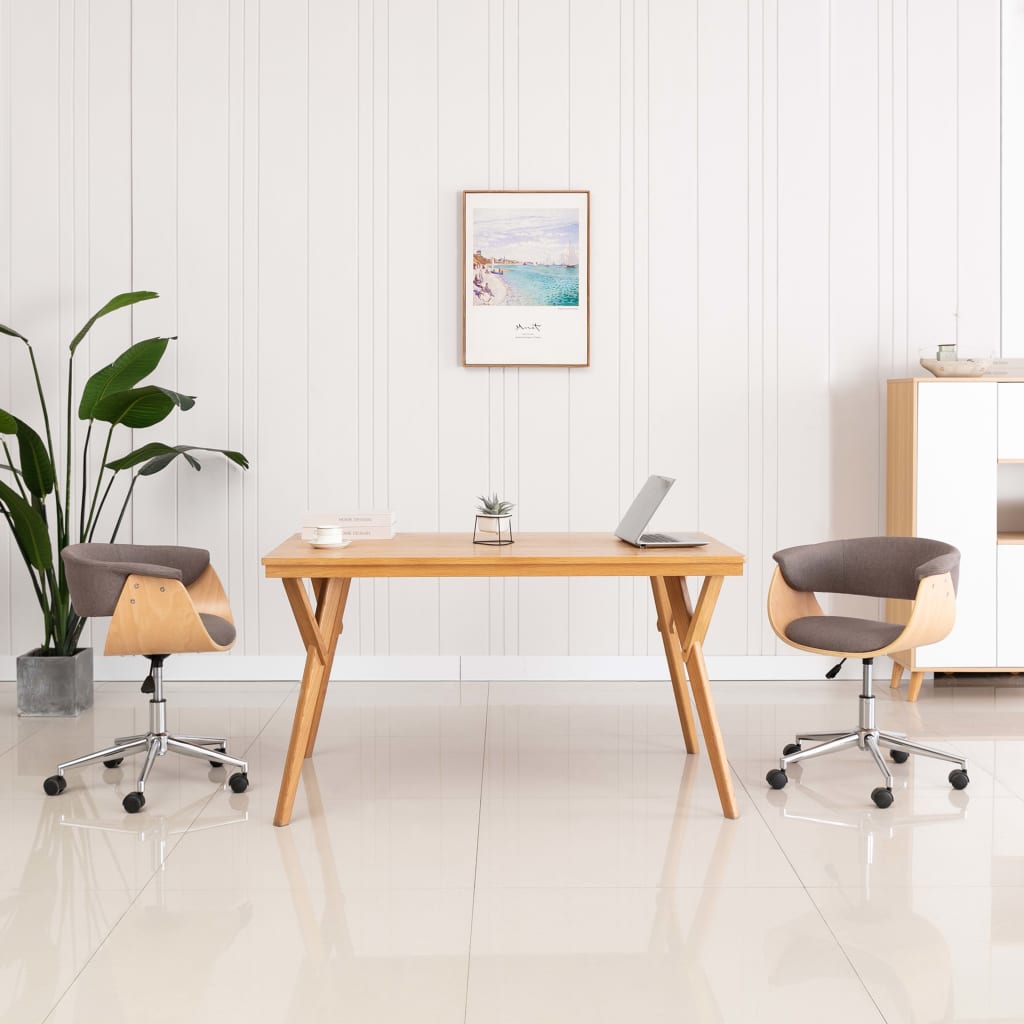 Eetkamerstoelen draaibaar 2 st stof taupe is nu te koop bij PeponiXL, paradijselijk wonen!