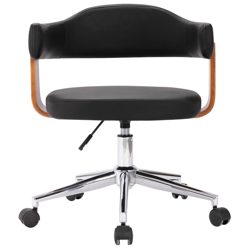 Eetkamerstoelen draaibaar 2 st gebogen hout en kunstleer zwart is nu te koop bij PeponiXL, paradijselijk wonen!