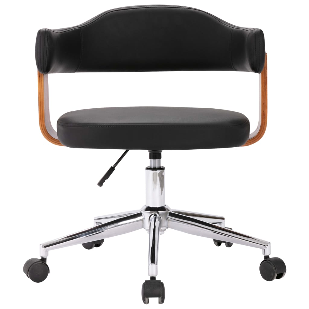 Eetkamerstoelen draaibaar 6 st gebogen hout en kunstleer zwart is nu te koop bij PeponiXL, paradijselijk wonen!