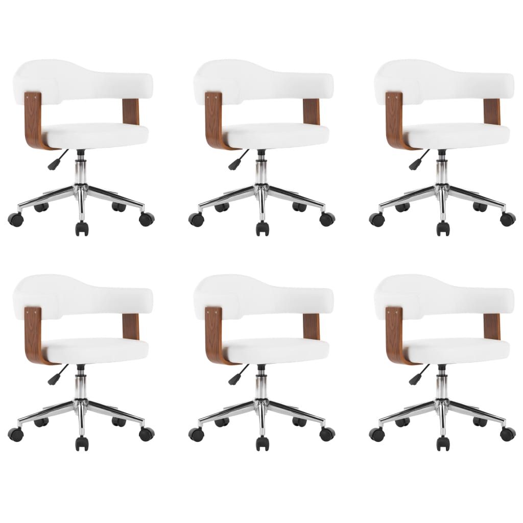 Eetkamerstoelen draaibaar 6 st gebogen hout en kunstleer wit is nu te koop bij PeponiXL, paradijselijk wonen!