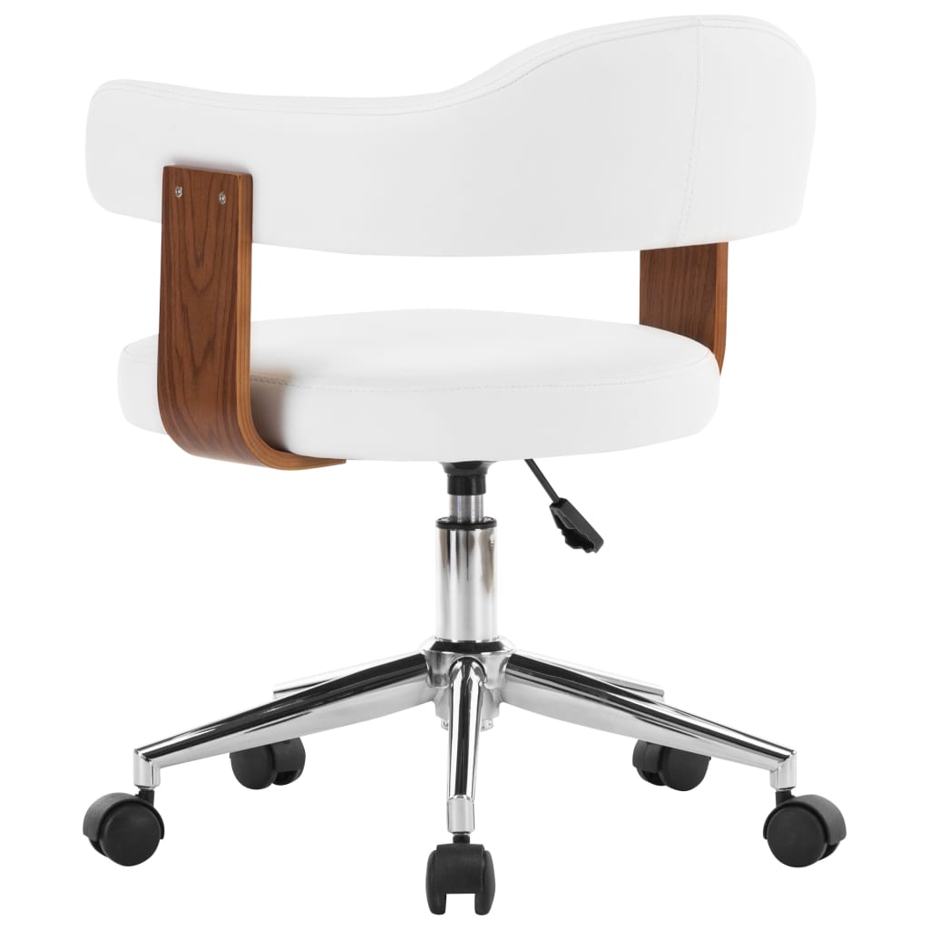 Eetkamerstoelen draaibaar 6 st gebogen hout en kunstleer wit is nu te koop bij PeponiXL, paradijselijk wonen!
