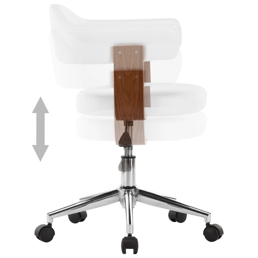 Eetkamerstoelen draaibaar 6 st gebogen hout en kunstleer wit is nu te koop bij PeponiXL, paradijselijk wonen!