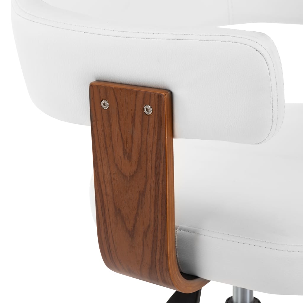 Eetkamerstoelen draaibaar 6 st gebogen hout en kunstleer wit is nu te koop bij PeponiXL, paradijselijk wonen!