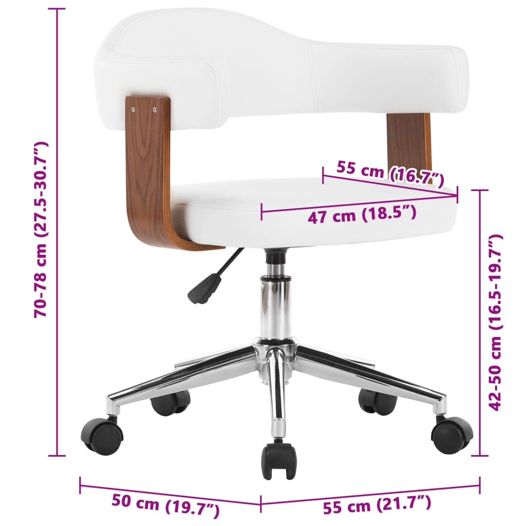 Eetkamerstoelen draaibaar 6 st gebogen hout en kunstleer wit is nu te koop bij PeponiXL, paradijselijk wonen!
