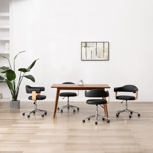 Eetkamerstoelen draaibaar 4 st kunstleer zwart is nu te koop bij PeponiXL, paradijselijk wonen!