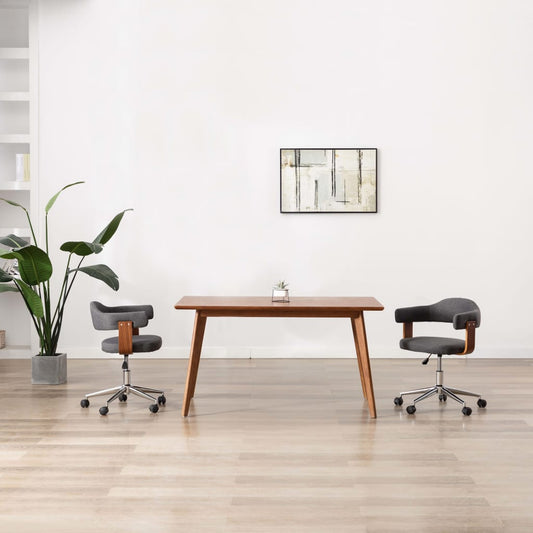 Eetkamerstoelen 2 st draaibaar gebogen hout en stof grijs is nu te koop bij PeponiXL, paradijselijk wonen!