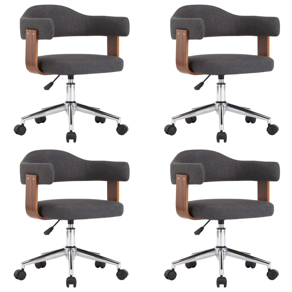 Eetkamerstoelen 4 st draaibaar gebogen hout en stof grijs is nu te koop bij PeponiXL, paradijselijk wonen!