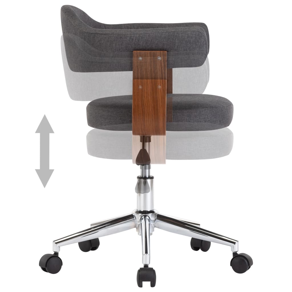Eetkamerstoelen 4 st draaibaar gebogen hout en stof grijs is nu te koop bij PeponiXL, paradijselijk wonen!