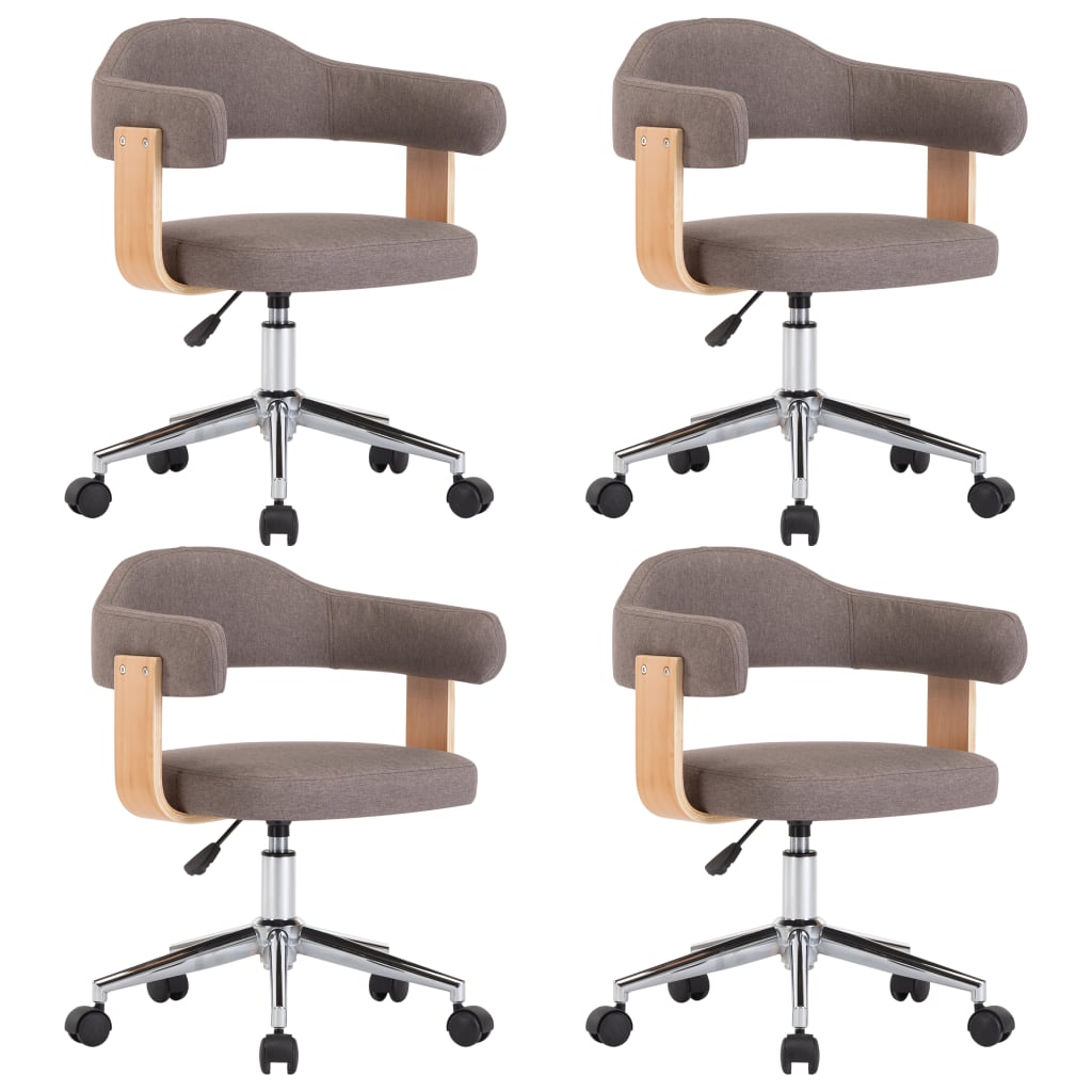 Eetkamerstoelen 4 st draaibaar gebogen hout en stof taupe is nu te koop bij PeponiXL, paradijselijk wonen!