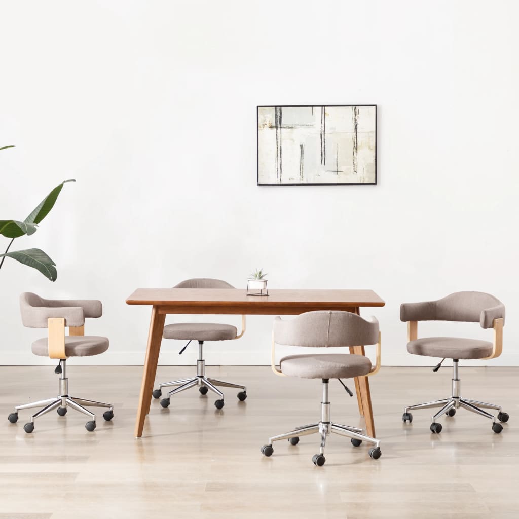 Eetkamerstoelen 4 st draaibaar gebogen hout en stof taupe is nu te koop bij PeponiXL, paradijselijk wonen!