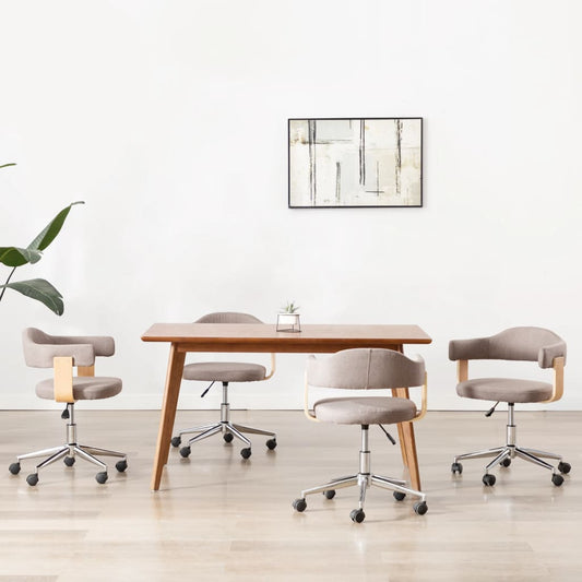 Eetkamerstoelen 4 st draaibaar gebogen hout en stof taupe is nu te koop bij PeponiXL, paradijselijk wonen!