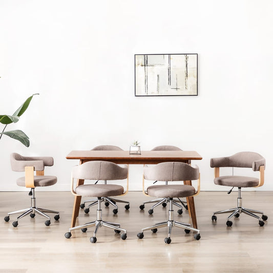 Eetkamerstoelen 6 st draaibaar gebogen hout en stof taupe is nu te koop bij PeponiXL, paradijselijk wonen!