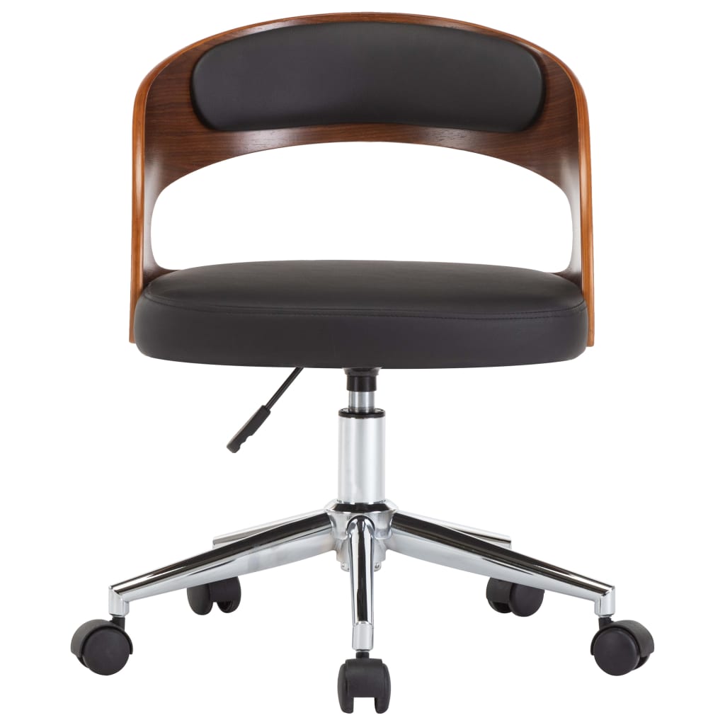 Eetkamerstoelen draaibaar 6 st gebogen hout en kunstleer zwart is nu te koop bij PeponiXL, paradijselijk wonen!