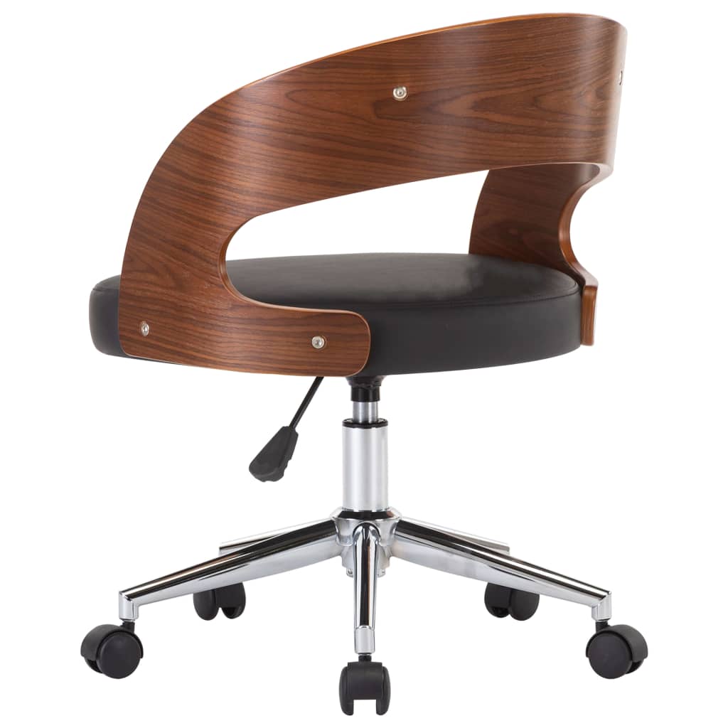 Eetkamerstoelen draaibaar 6 st gebogen hout en kunstleer zwart is nu te koop bij PeponiXL, paradijselijk wonen!