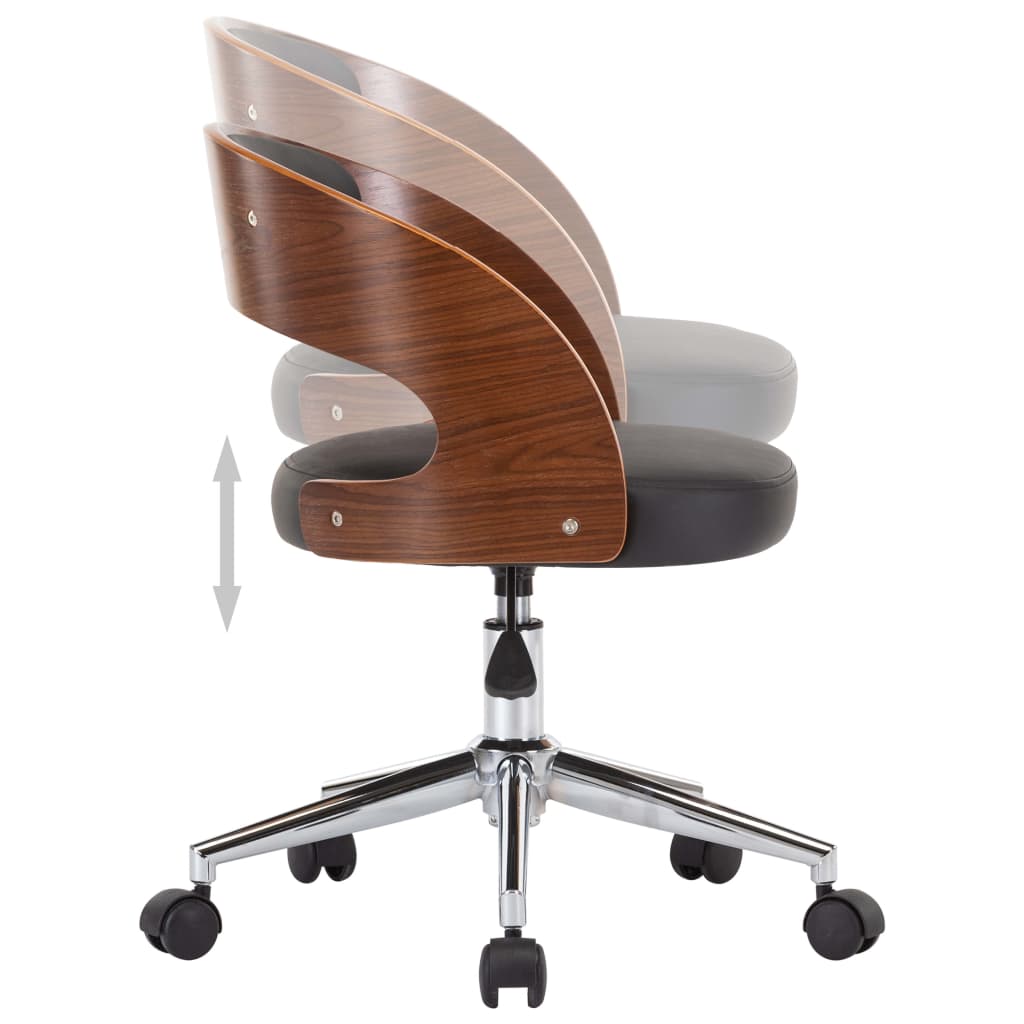 Eetkamerstoelen draaibaar 6 st gebogen hout en kunstleer zwart is nu te koop bij PeponiXL, paradijselijk wonen!
