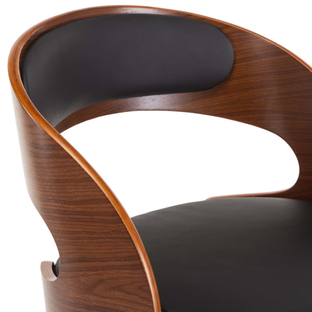 Eetkamerstoelen draaibaar 6 st gebogen hout en kunstleer zwart is nu te koop bij PeponiXL, paradijselijk wonen!