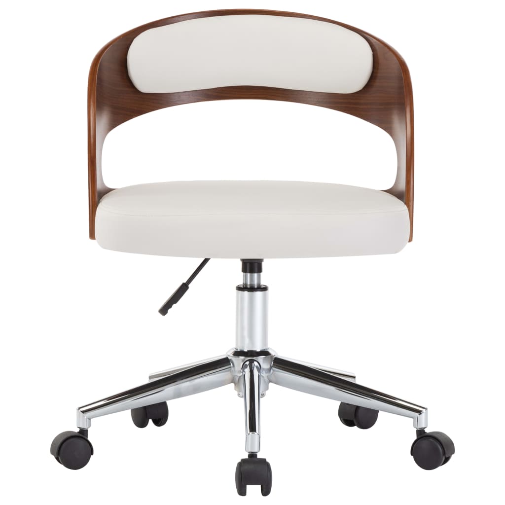 Eetkamerstoelen draaibaar 4 st gebogen hout en kunstleer wit is nu te koop bij PeponiXL, paradijselijk wonen!