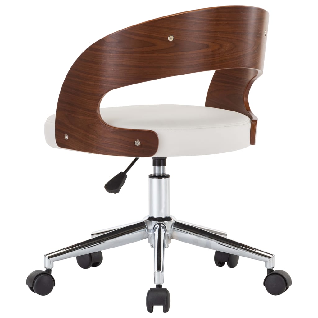 Eetkamerstoelen draaibaar 4 st gebogen hout en kunstleer wit is nu te koop bij PeponiXL, paradijselijk wonen!