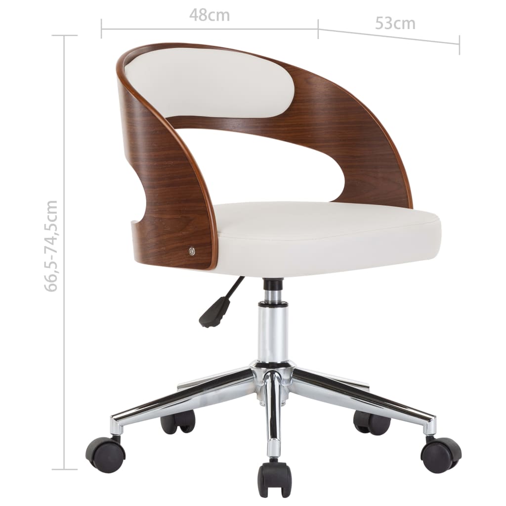 Eetkamerstoelen draaibaar 4 st gebogen hout en kunstleer wit is nu te koop bij PeponiXL, paradijselijk wonen!