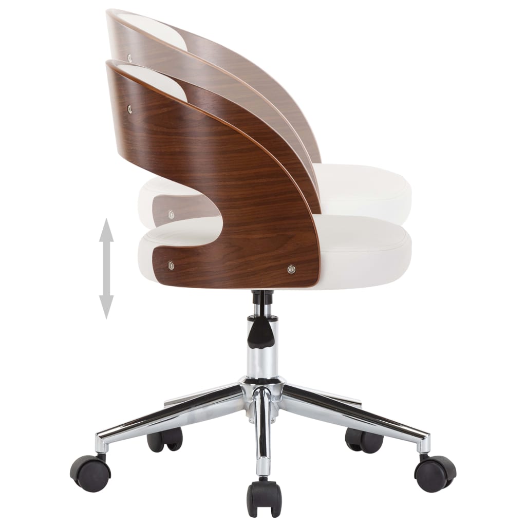 Eetkamerstoelen draaibaar 6 st gebogen hout en kunstleer wit is nu te koop bij PeponiXL, paradijselijk wonen!