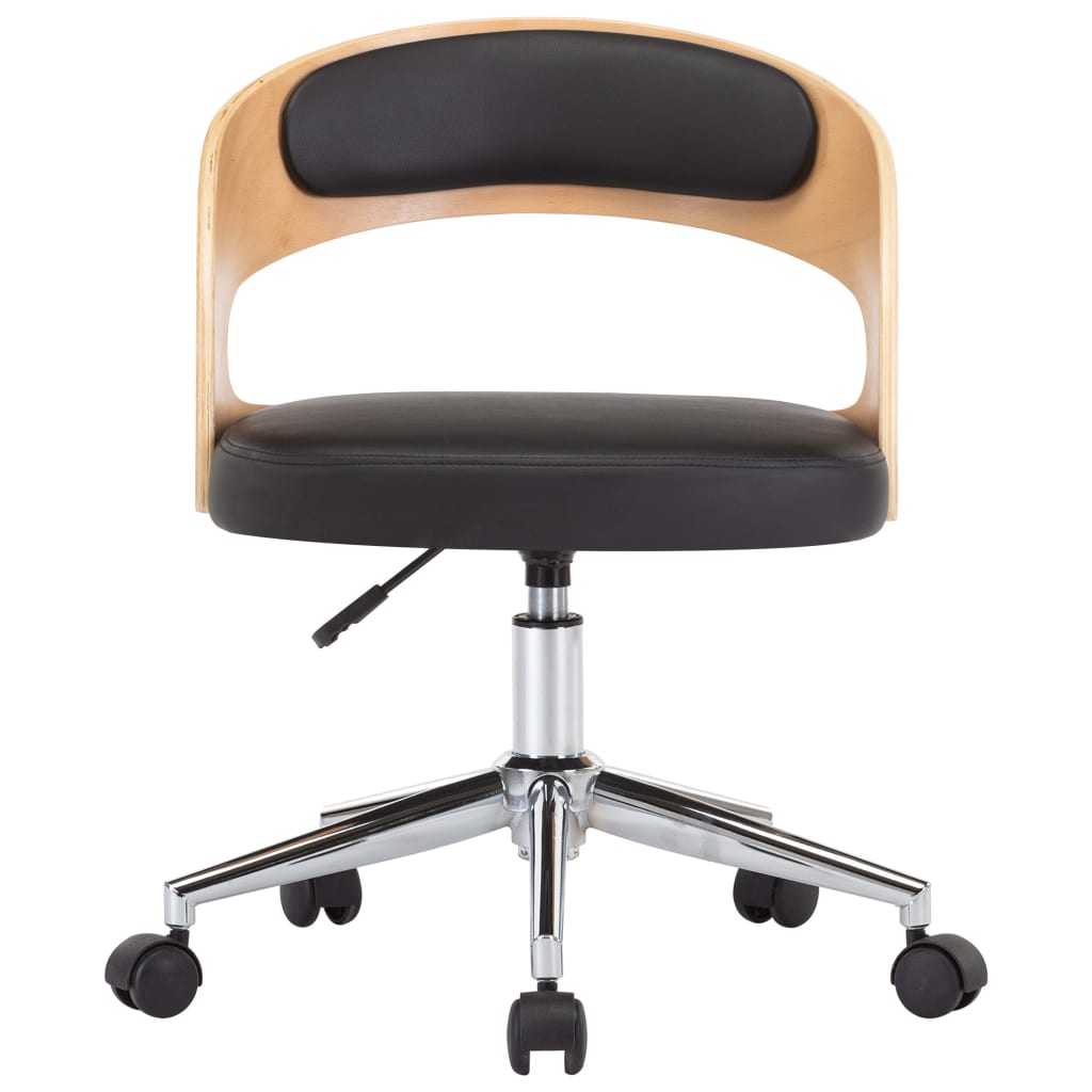 Eetkamerstoelen draaibaar 2 st gebogen hout en kunstleer zwart is nu te koop bij PeponiXL, paradijselijk wonen!