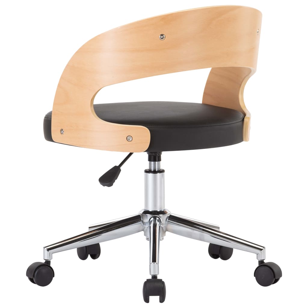 Eetkamerstoelen draaibaar 2 st gebogen hout en kunstleer zwart is nu te koop bij PeponiXL, paradijselijk wonen!