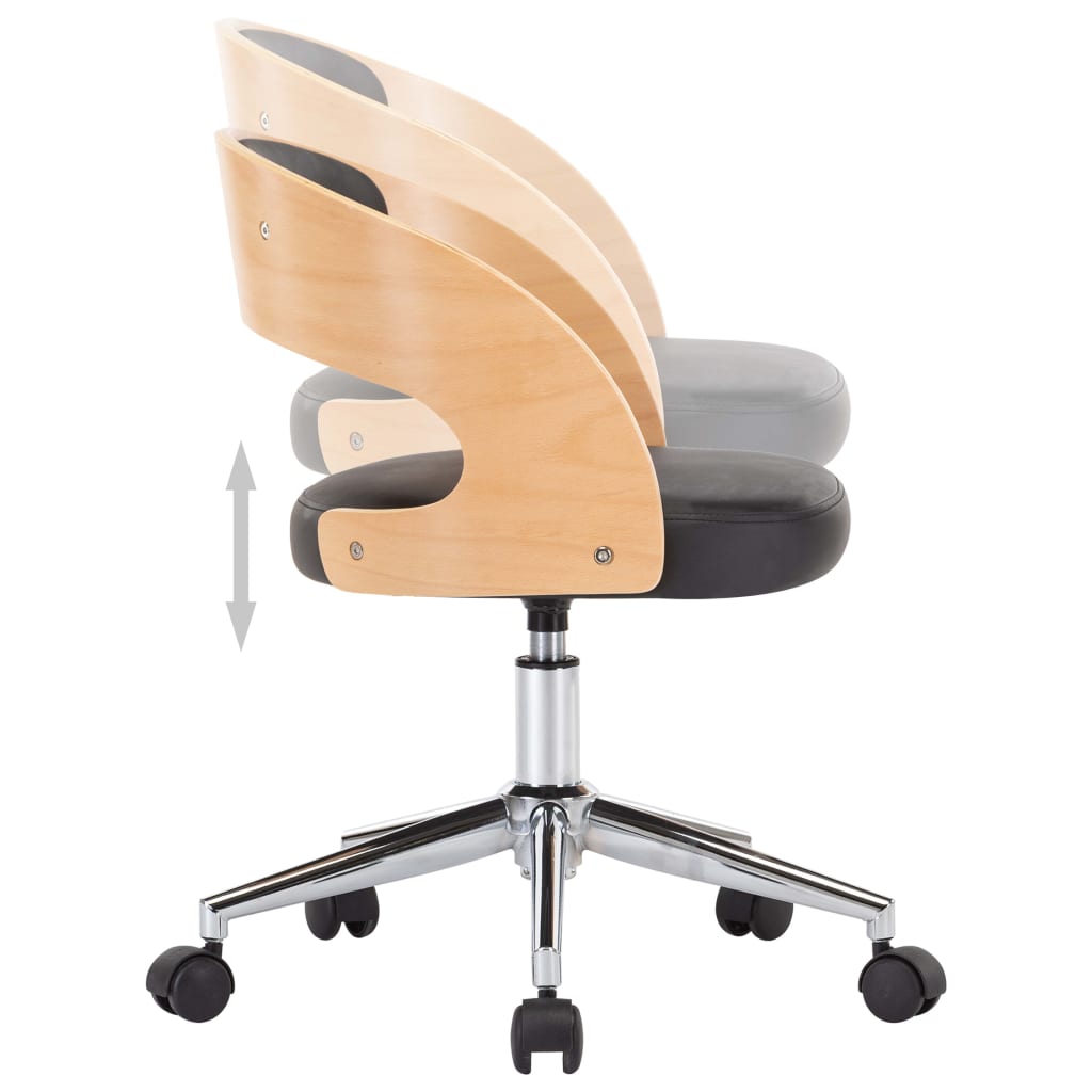 Eetkamerstoelen draaibaar 2 st gebogen hout en kunstleer zwart is nu te koop bij PeponiXL, paradijselijk wonen!