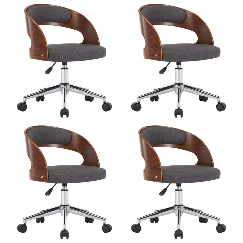 Eetkamerstoelen 4 st draaibaar gebogen hout en stof grijs is nu te koop bij PeponiXL, paradijselijk wonen!