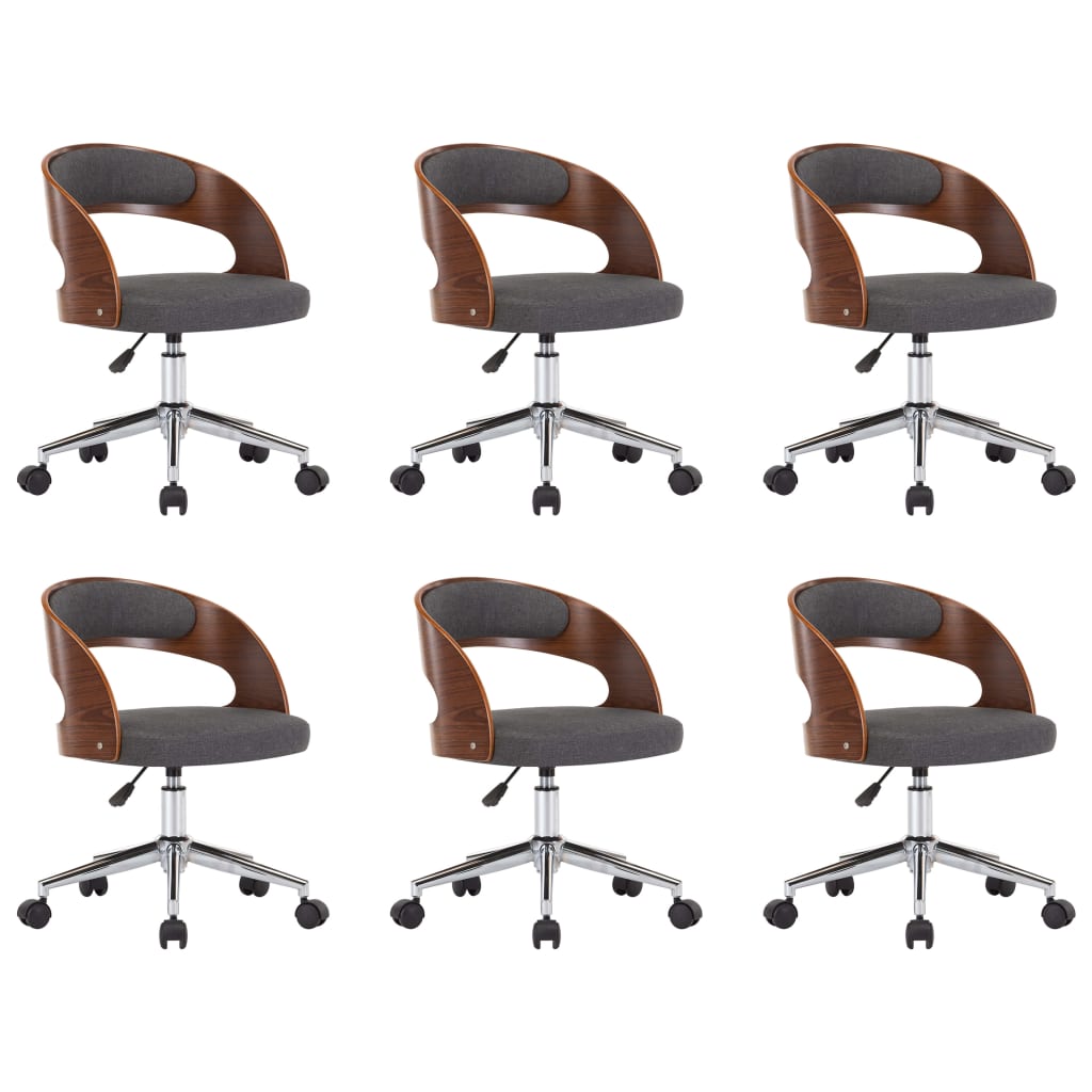Eetkamerstoelen 6 st draaibaar gebogen hout en stof grijs is nu te koop bij PeponiXL, paradijselijk wonen!