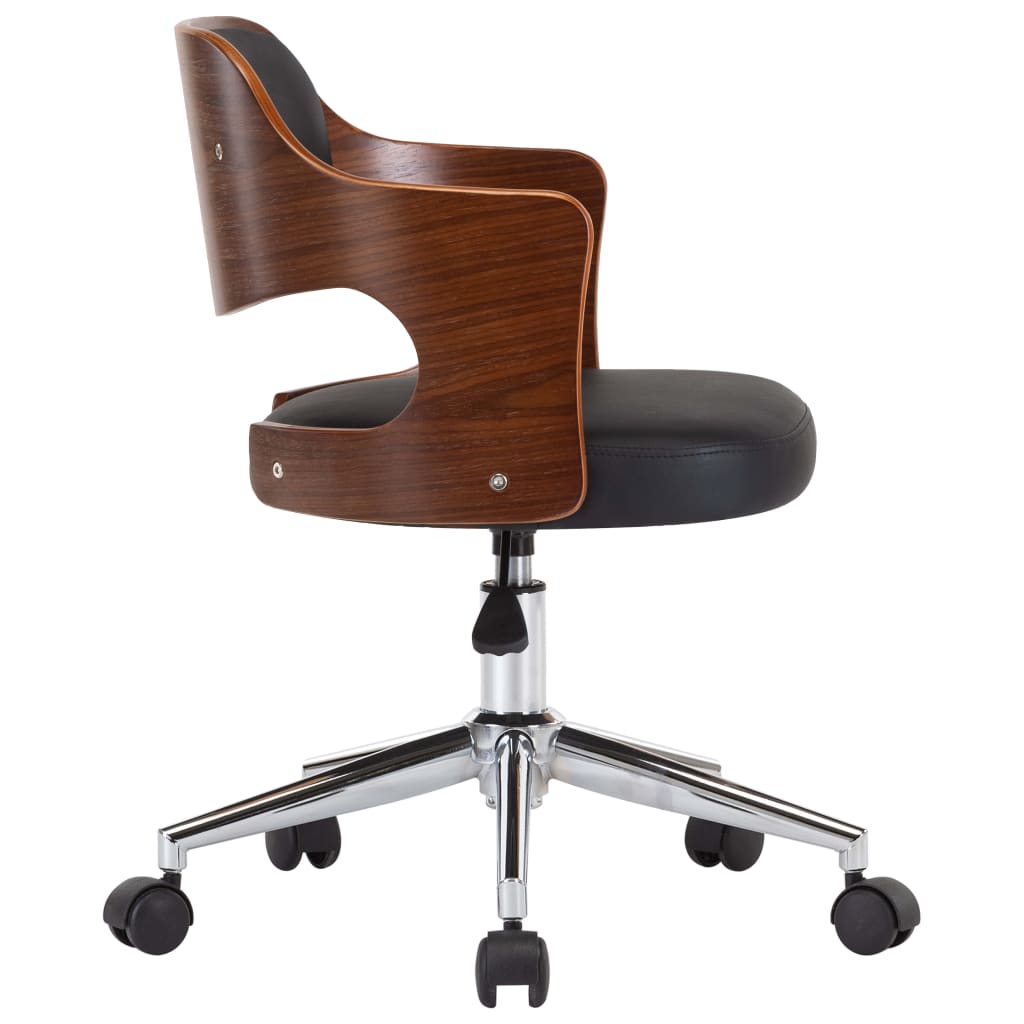 Eetkamerstoelen draaibaar 2 st gebogen hout en kunstleer zwart is nu te koop bij PeponiXL, paradijselijk wonen!