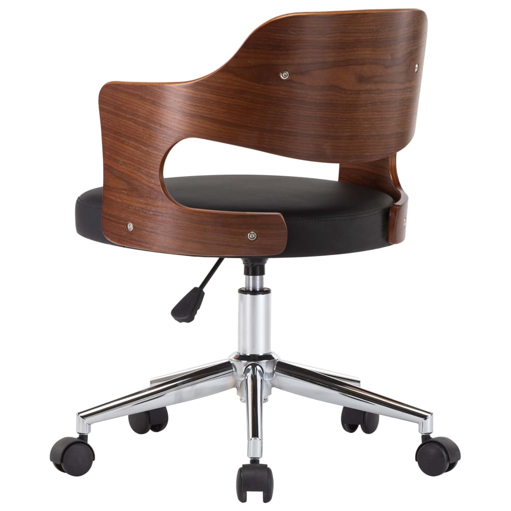 Eetkamerstoelen draaibaar 2 st gebogen hout en kunstleer zwart is nu te koop bij PeponiXL, paradijselijk wonen!