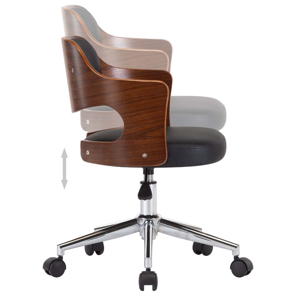 Eetkamerstoelen draaibaar 2 st gebogen hout en kunstleer zwart is nu te koop bij PeponiXL, paradijselijk wonen!