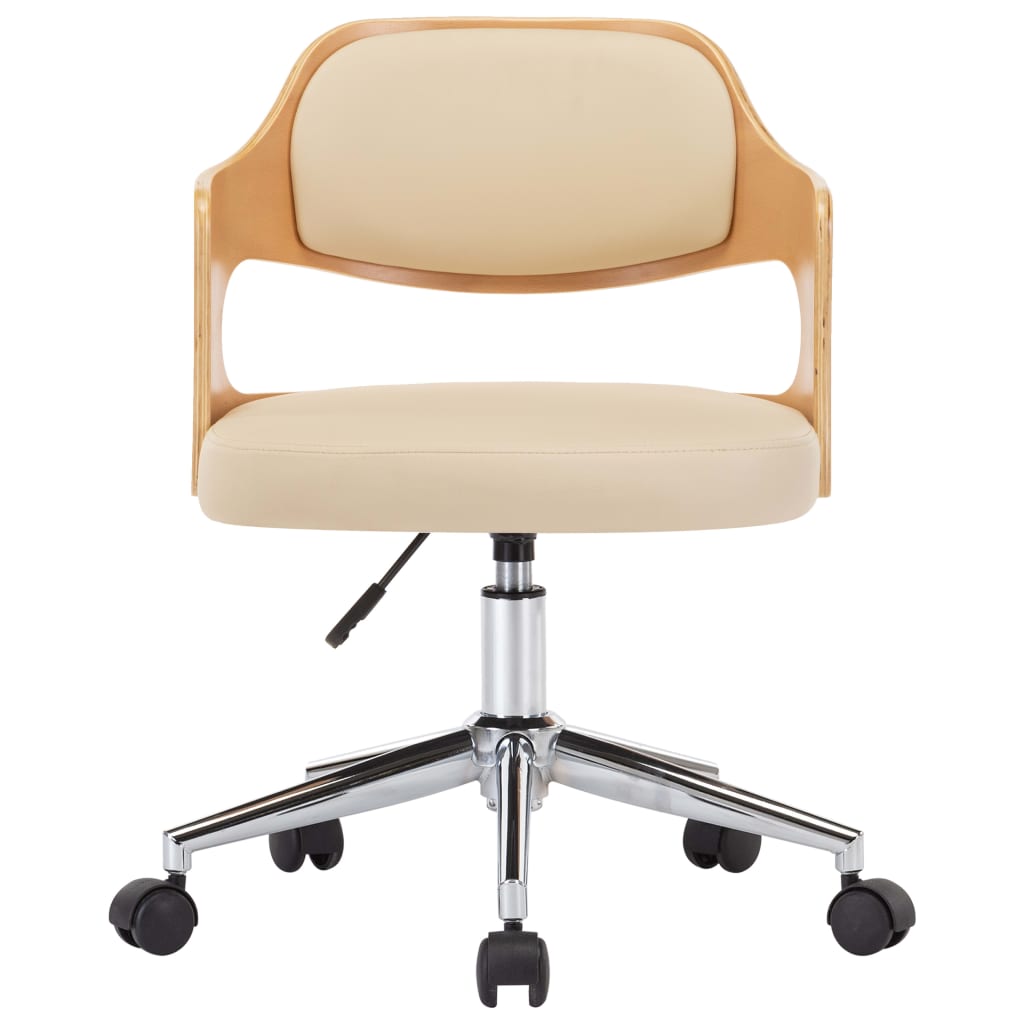 Eetkamerstoelen draaibaar 2 st gebogen hout en kunstleer crème is nu te koop bij PeponiXL, paradijselijk wonen!