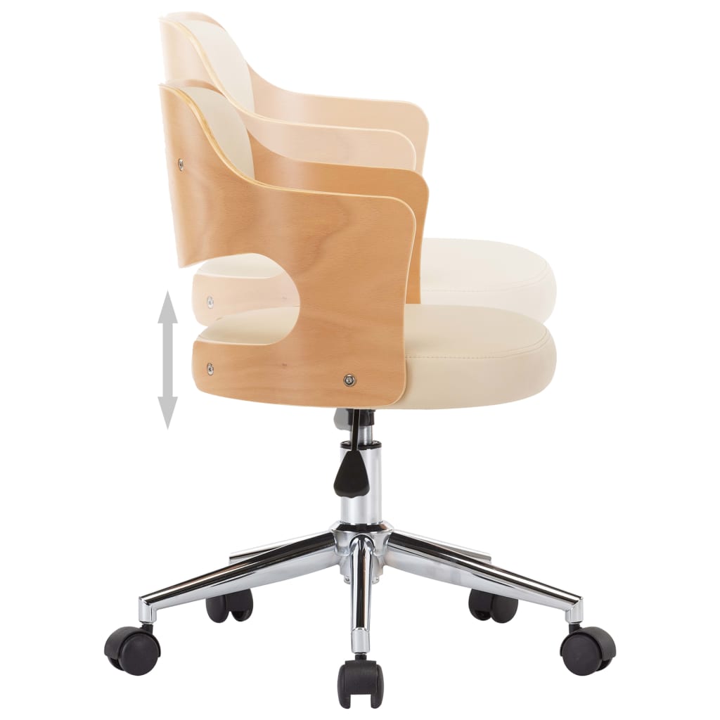 Eetkamerstoelen draaibaar 2 st gebogen hout en kunstleer crème is nu te koop bij PeponiXL, paradijselijk wonen!