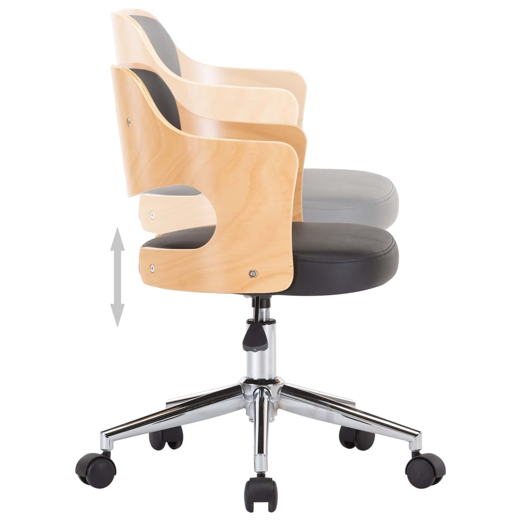 Eetkamerstoelen draaibaar 2 st gebogen hout en kunstleer zwart is nu te koop bij PeponiXL, paradijselijk wonen!