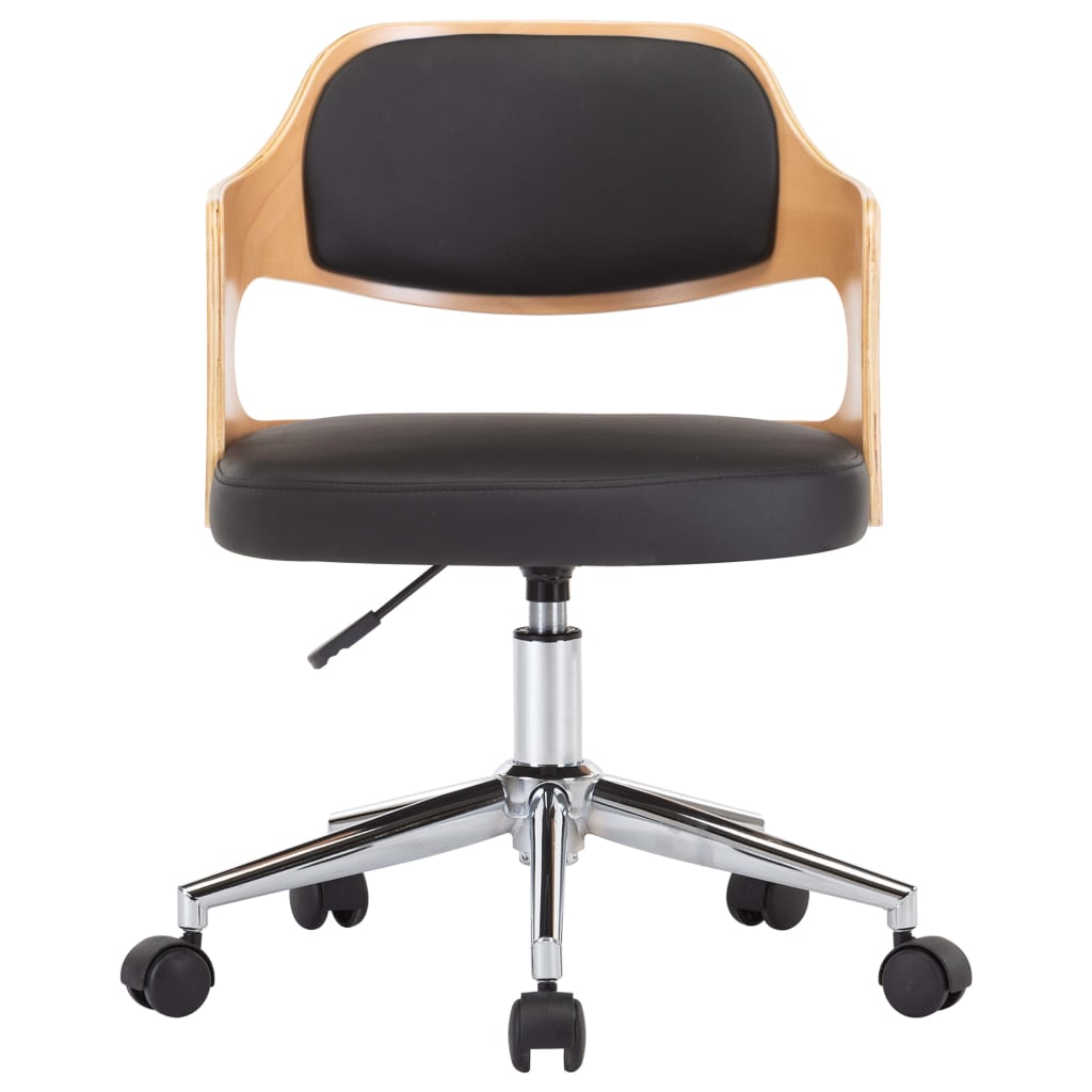 Eetkamerstoelen draaibaar 6 st gebogen hout en kunstleer zwart is nu te koop bij PeponiXL, paradijselijk wonen!
