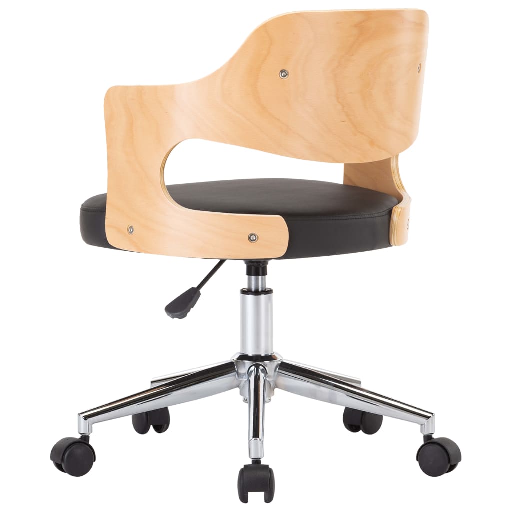 Eetkamerstoelen draaibaar 6 st gebogen hout en kunstleer zwart is nu te koop bij PeponiXL, paradijselijk wonen!