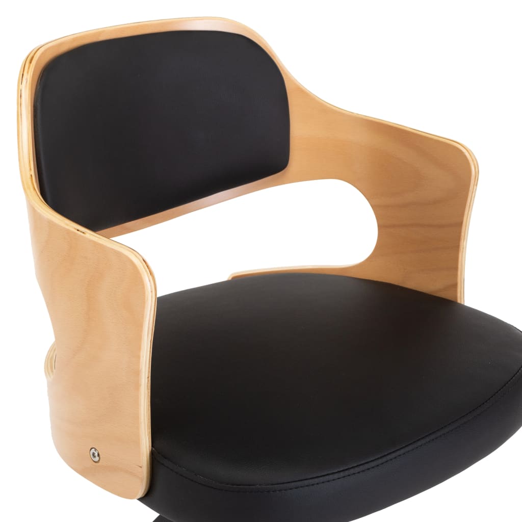 Eetkamerstoelen draaibaar 6 st gebogen hout en kunstleer zwart is nu te koop bij PeponiXL, paradijselijk wonen!