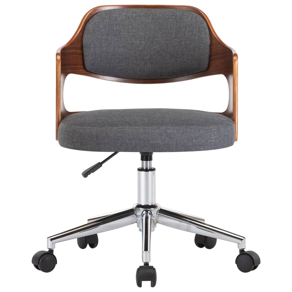 Eetkamerstoelen 2 st draaibaar gebogen hout en stof grijs is nu te koop bij PeponiXL, paradijselijk wonen!