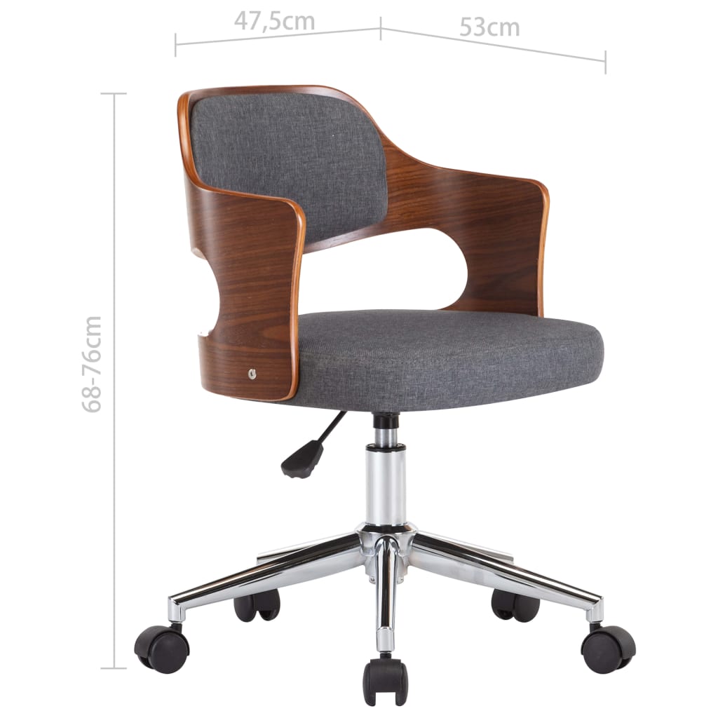 Eetkamerstoelen 2 st draaibaar gebogen hout en stof grijs is nu te koop bij PeponiXL, paradijselijk wonen!