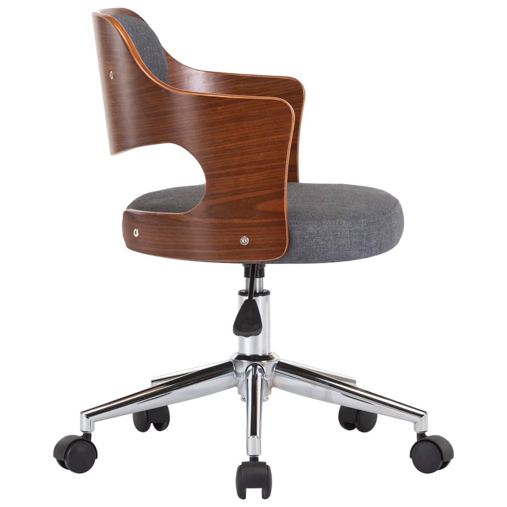 Eetkamerstoelen 4 st draaibaar gebogen hout en stof grijs is nu te koop bij PeponiXL, paradijselijk wonen!