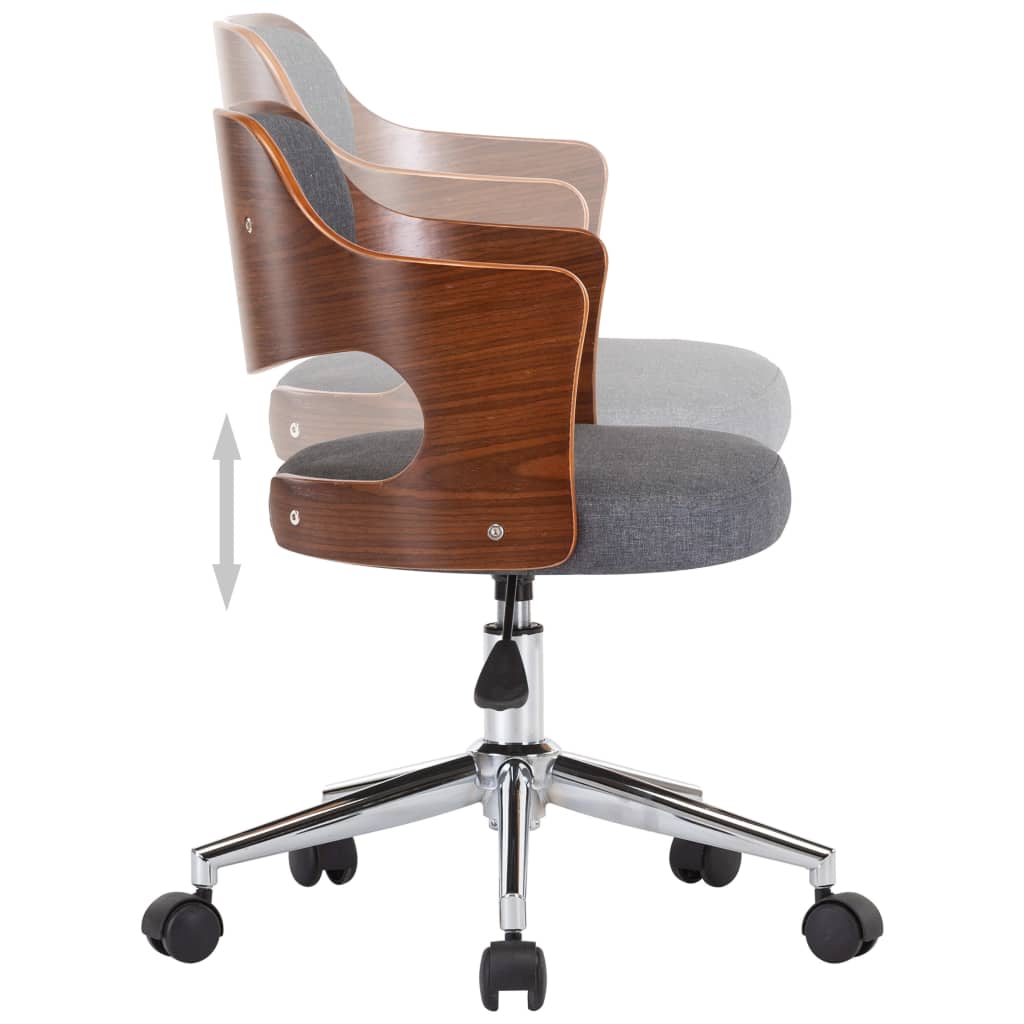 Eetkamerstoelen 4 st draaibaar gebogen hout en stof grijs is nu te koop bij PeponiXL, paradijselijk wonen!