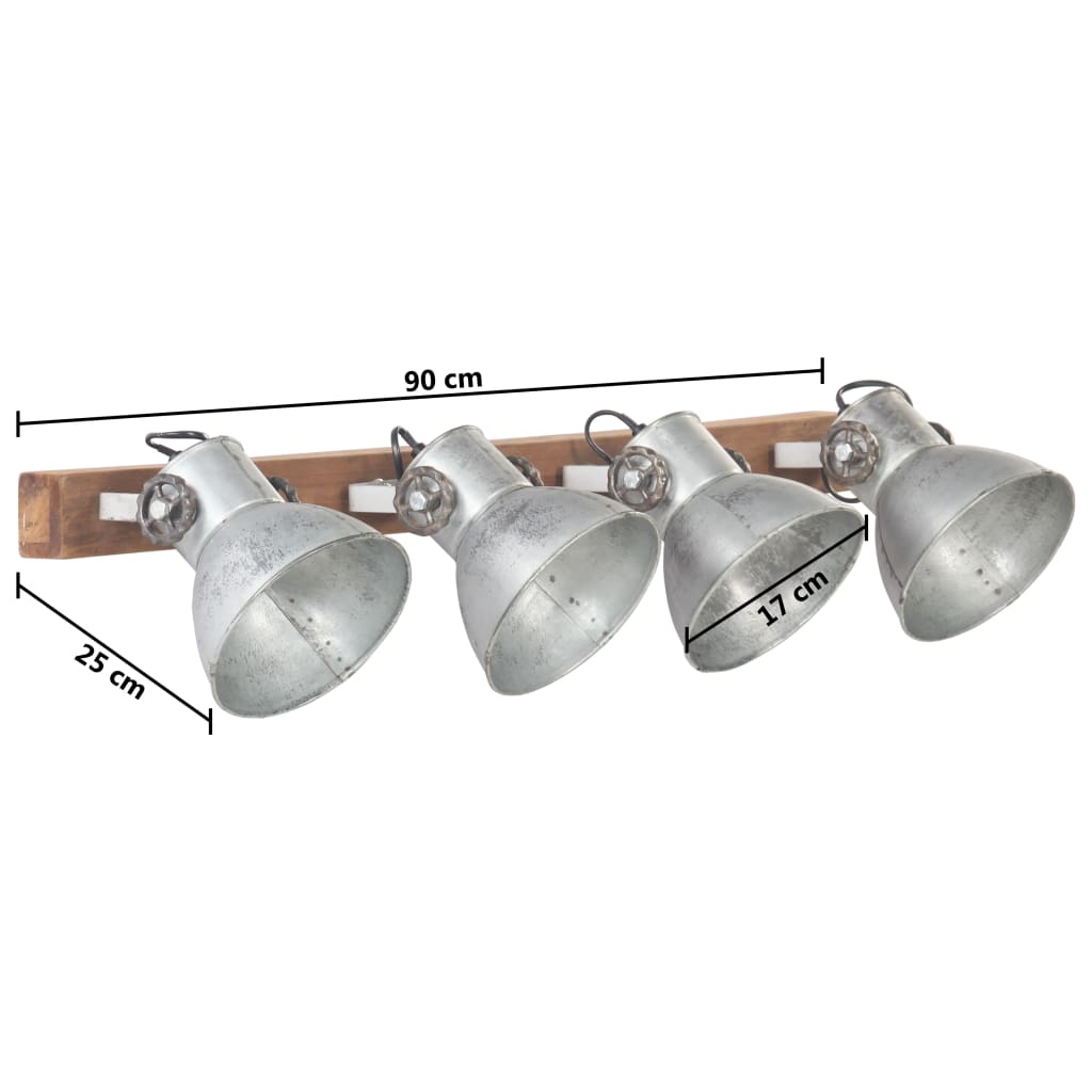 Wandlamp industrieel E27 90x25 cm zilverkleurig is nu te koop bij PeponiXL, paradijselijk wonen!