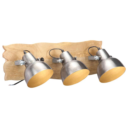 Wandlamp industrieel E27 68x23 cm mangohout zilverkleurig is nu te koop bij PeponiXL, paradijselijk wonen!