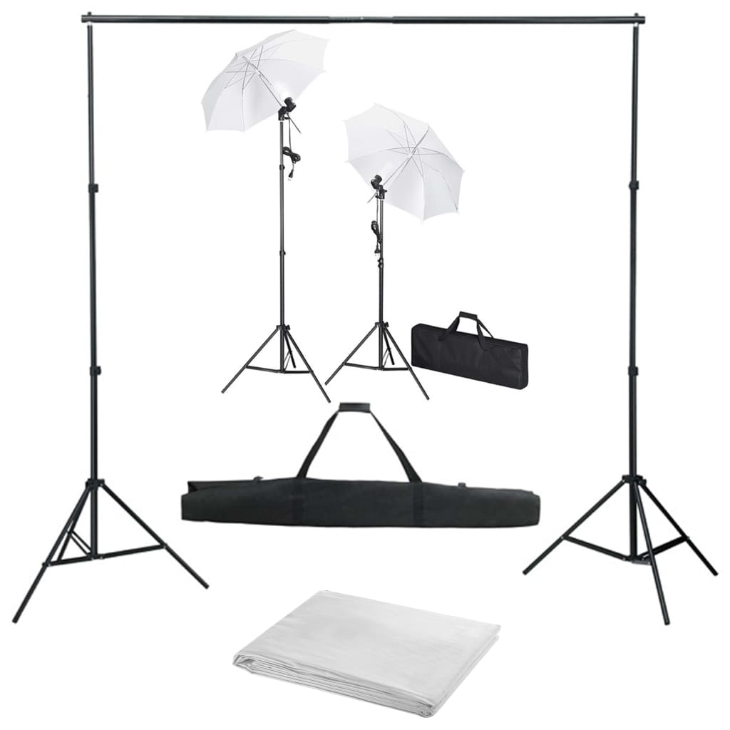 Fotostudioset met achtergrond, lampen en paraplu's is nu te koop bij PeponiXL, paradijselijk wonen!
